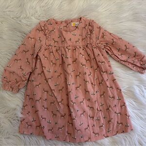 Toddler Baby Boden Christmas Dress 12-18 Months  Mistletoe & Deer Long Sleeve